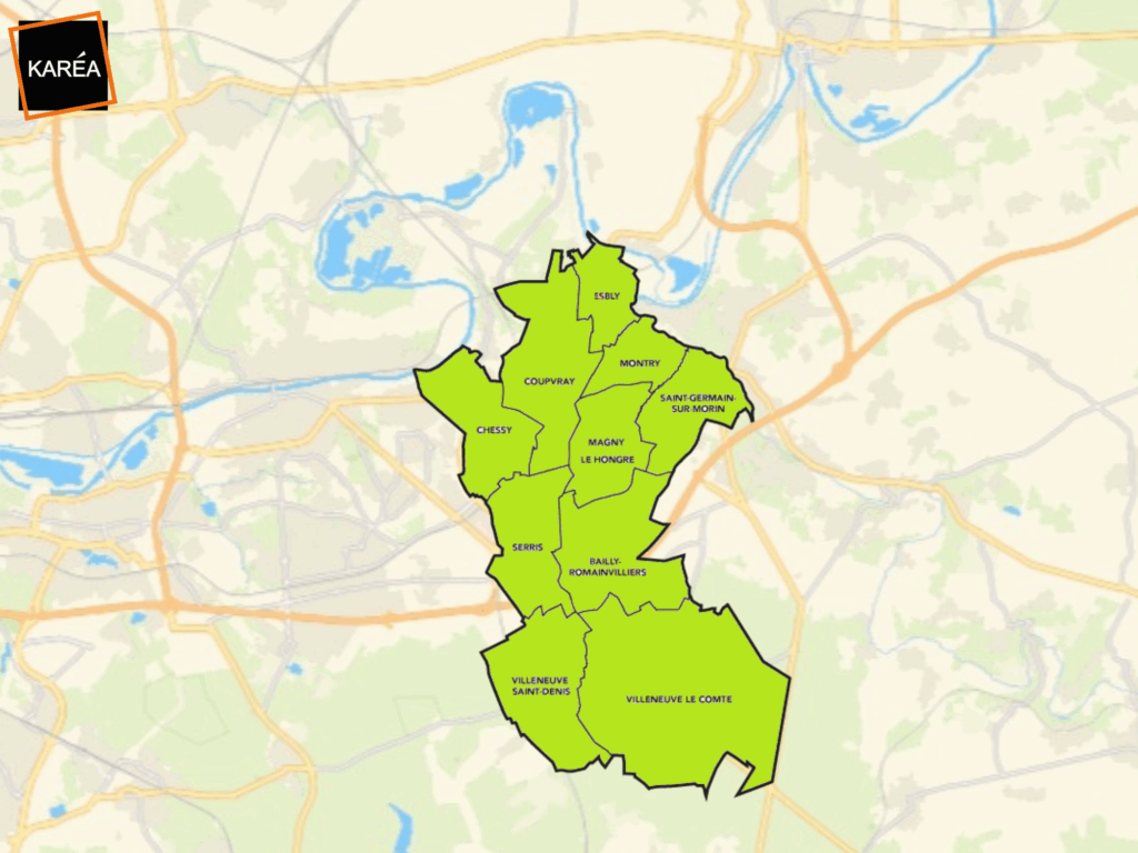 Carte du territoire du Val d'Europe